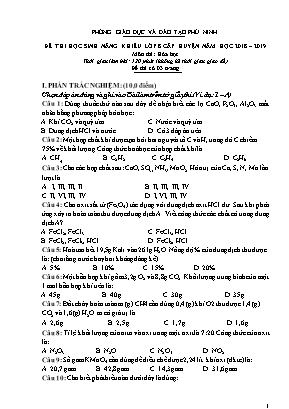 Đề thi học sinh năng khiếu Lớp 8 cấp huyện - Môn Hóa học - Năm học 2018-2019 - Phòng GD và ĐT huyện Phù Ninh (Có đáp án)